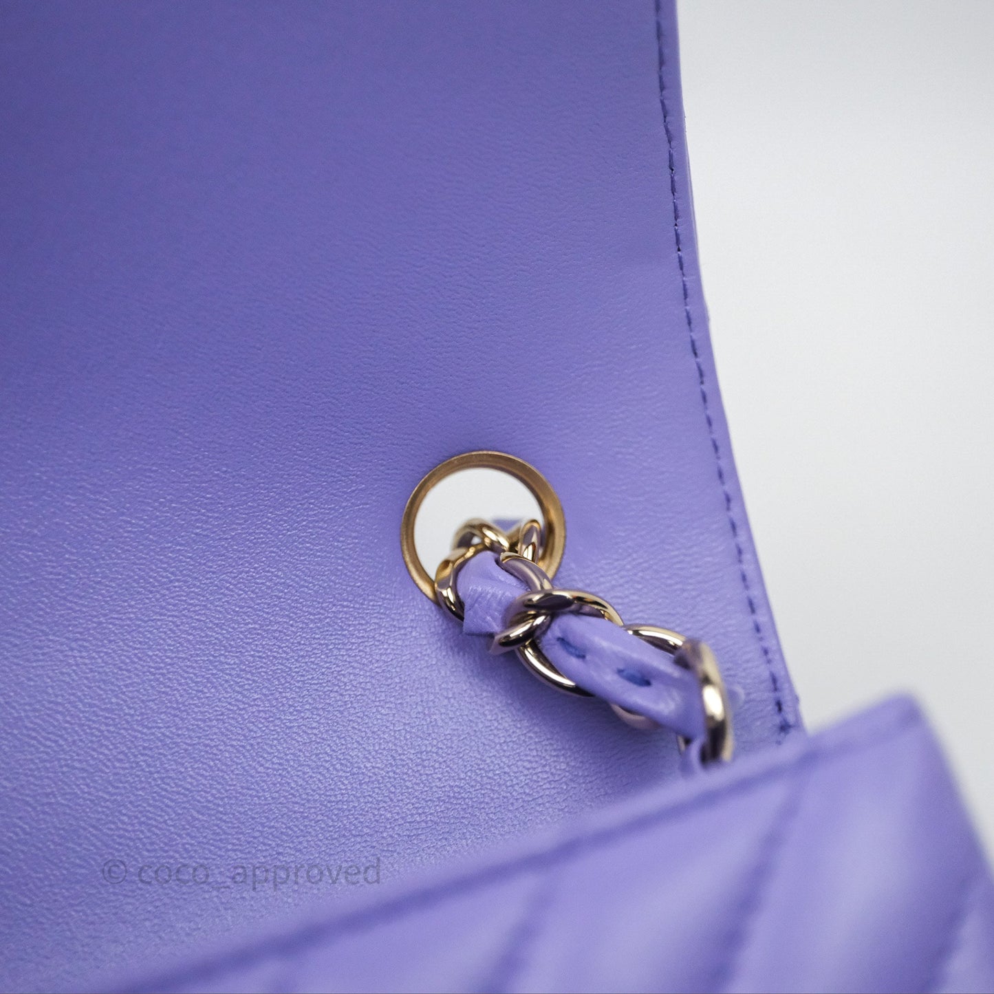 Chanel Quilted Mini Rectangular Chevron Purple Lambskin Gold Hardware
