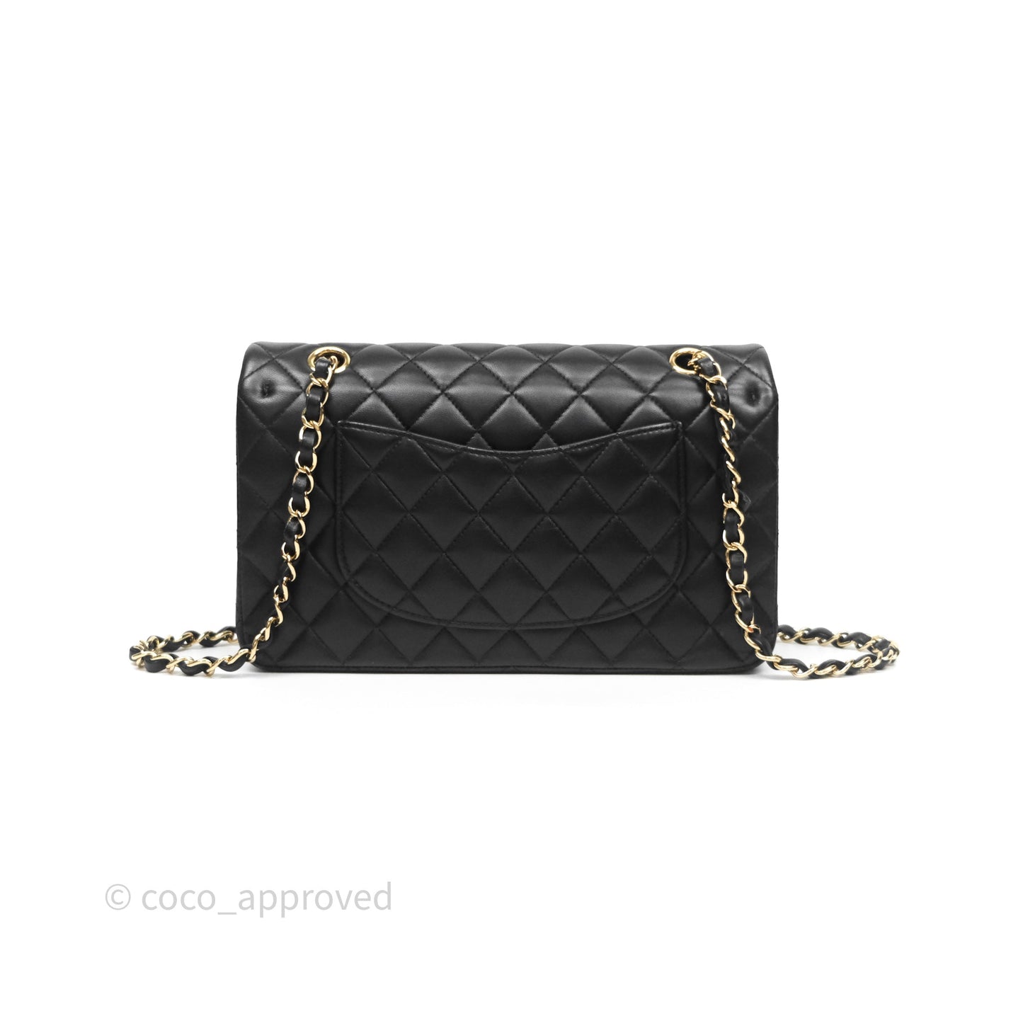 Chanel Classic M/L Medium Flap Quilted Black Lambskin Gold Hardware