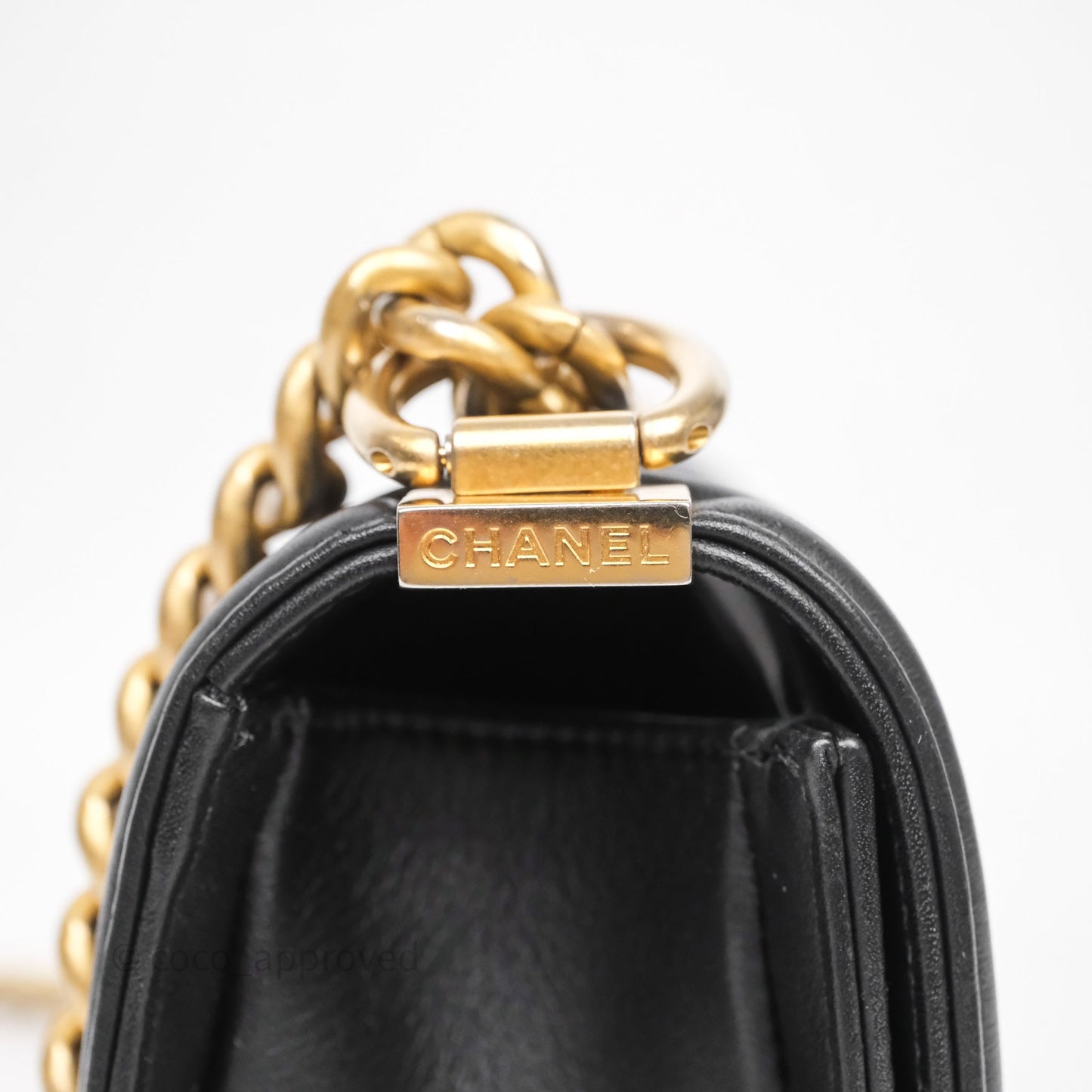 Chanel Small Boy Black Lambskin Aged Gold Hardware