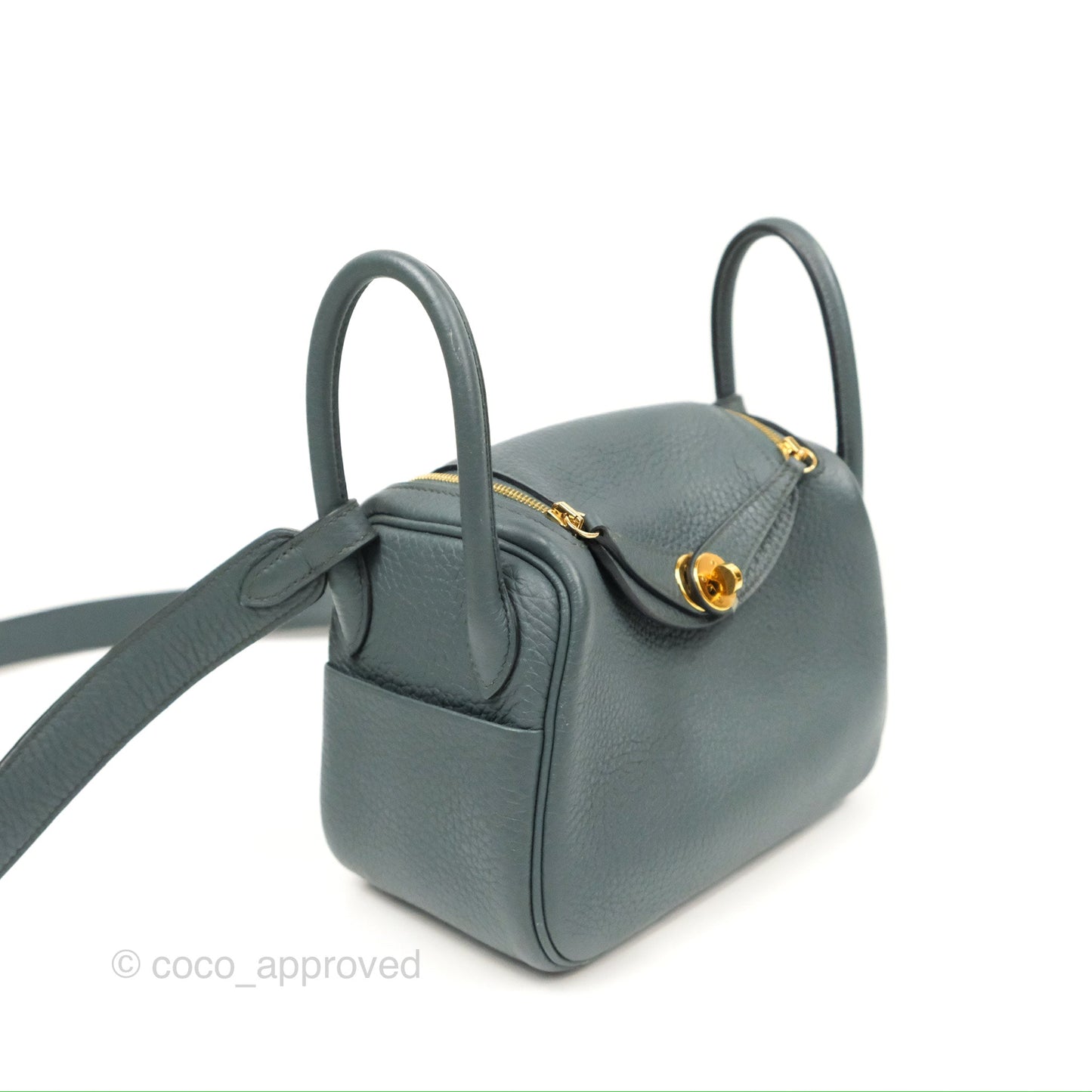 Hermès Mini Lindy 20 Bleu Orage Clemence Gold Hardware