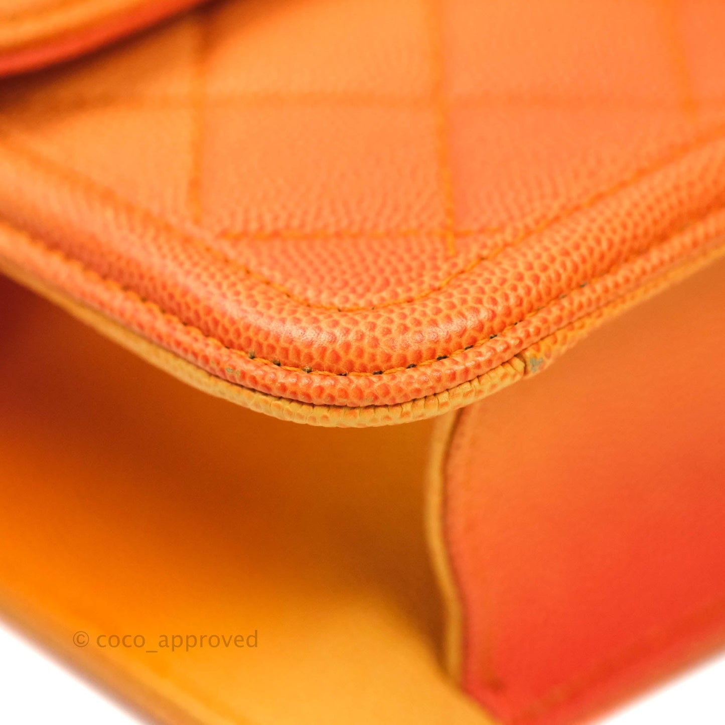 Chanel Quilted Sunset On The Sea Orange Flap Bag Caviar Aged Gold Hardware