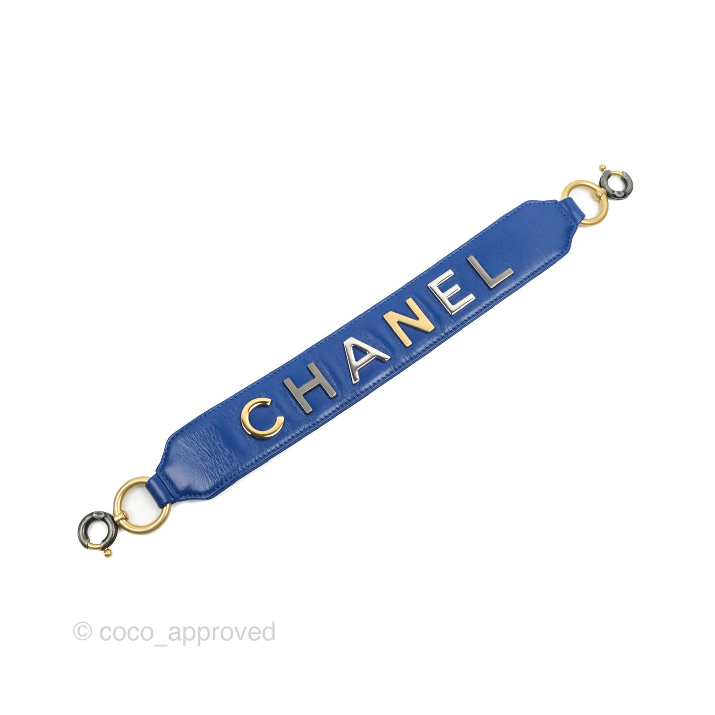 Chanel New Medium Gabrielle Blue Logo Handle Aged Calfskin Mixed Hardware