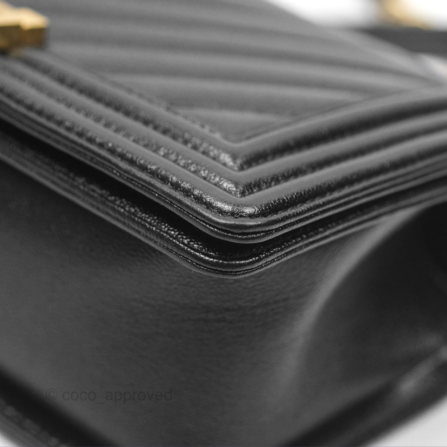 Chanel Medium Boy Chevron Black Caviar Aged Gold Hardware