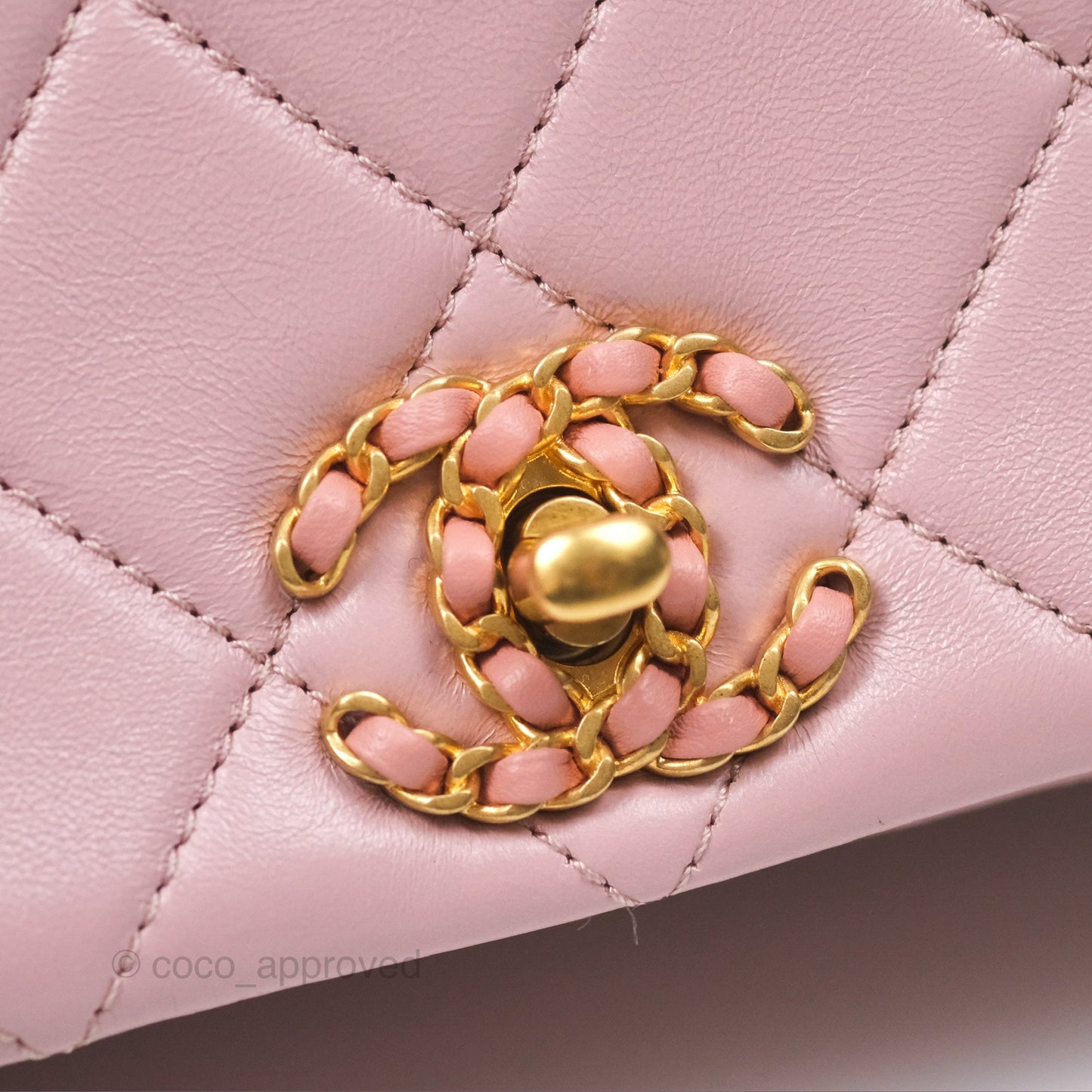 Chanel Flap Bag Dusty Pink Lambskin Aged Gold Hardware 24P