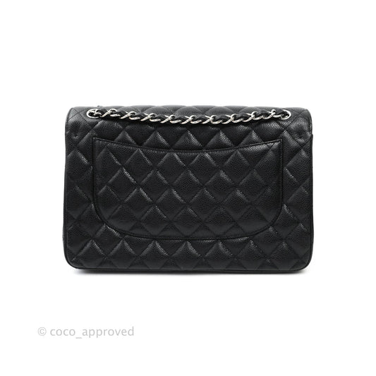 Chanel Jumbo Double Flap Black Caviar Silver Hardware⁣⁣