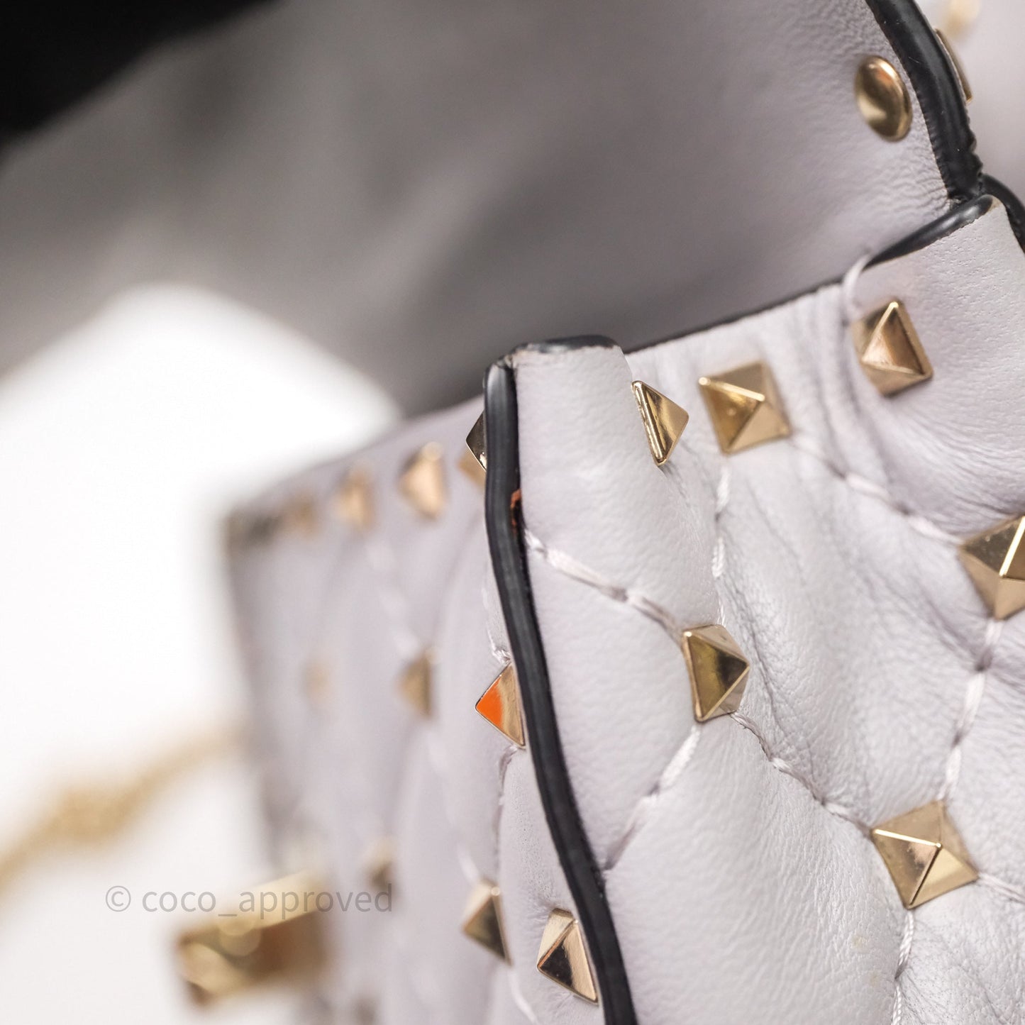 Valentino Small Nappa Rockstud Spike Bag Grey Gold Hardware