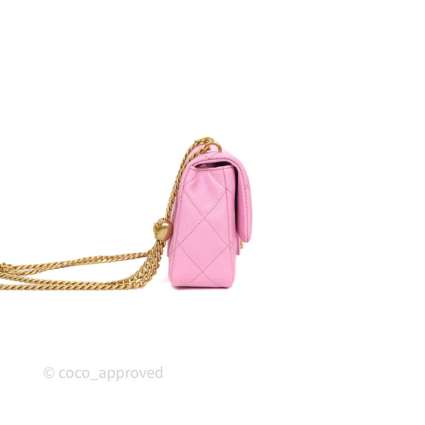 Chanel Heart Crush Mini Flap Bag Pink Caviar Aged Gold Hardware