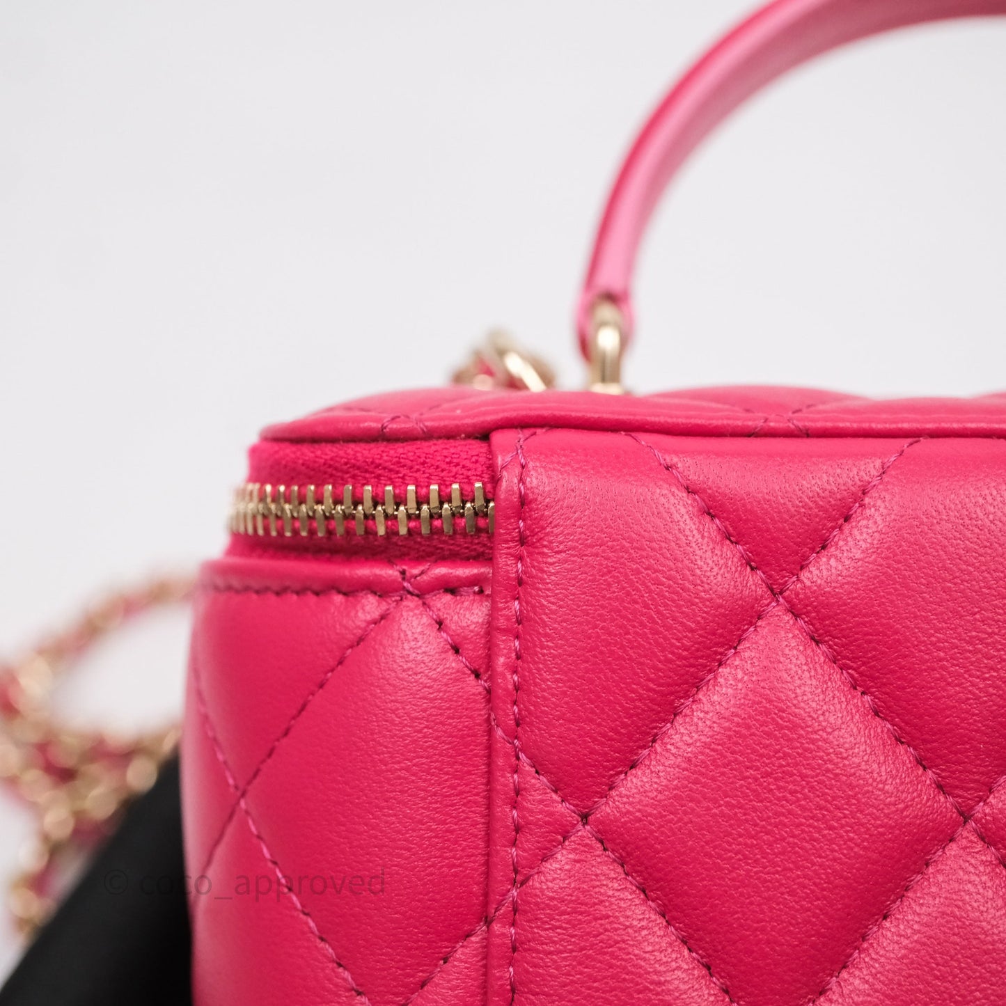 Chanel Vanity Rectangular Top Handle Pink Lambskin Gold Hardware