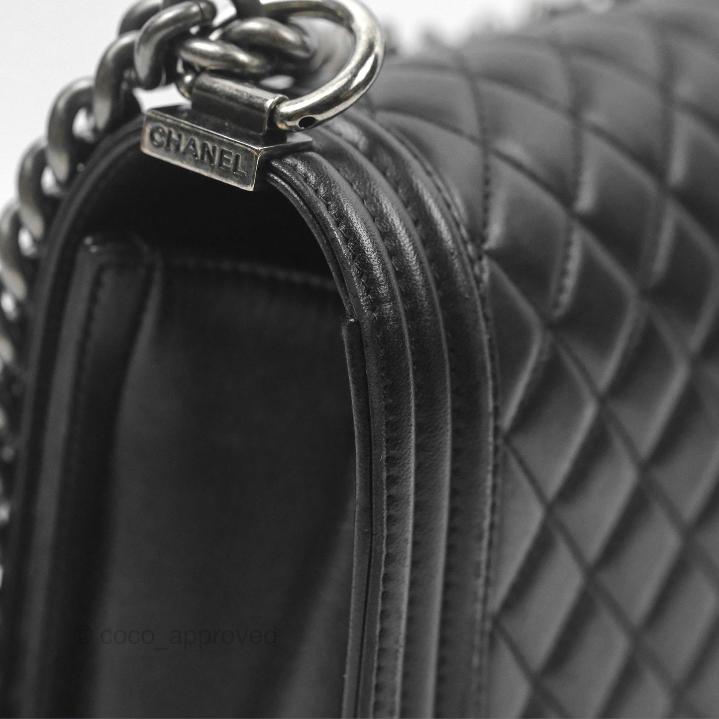 Chanel Quilted Medium Boy Black Calfskin Ruthenium Hardware