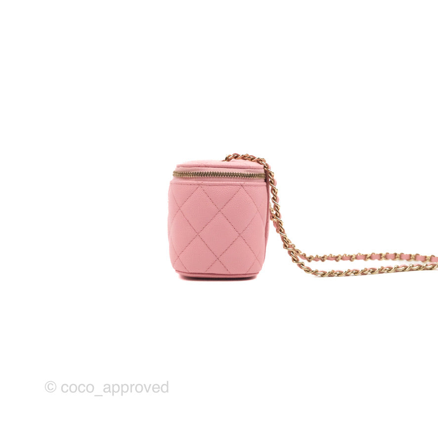 Chanel Mini Vanity With Chain Pink Caviar Gold Hardware