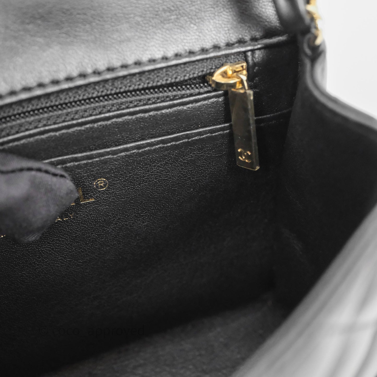 Chanel Mini Square Quilted Black Lambskin Gold Hardware