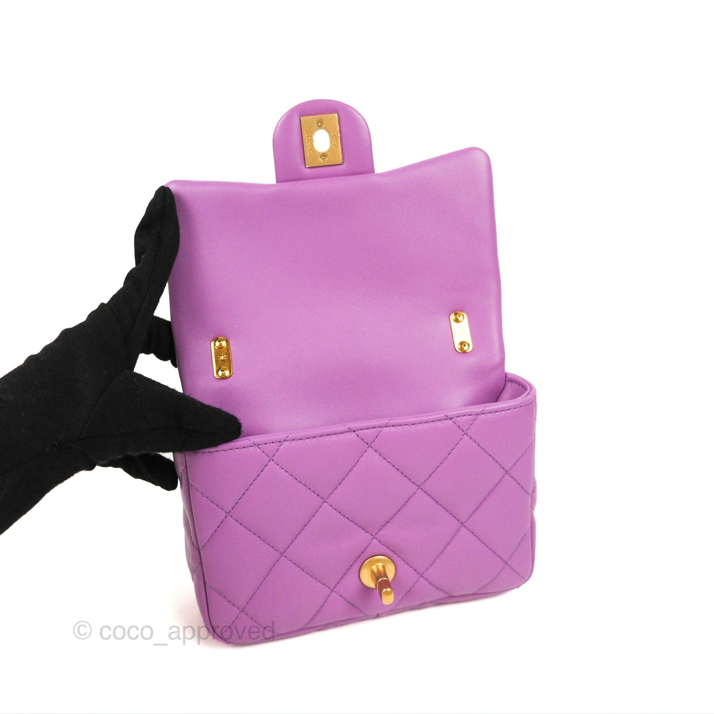 Chanel Quilted Mini CC Funky Town Flap Purple Lambskin Gold Hardware