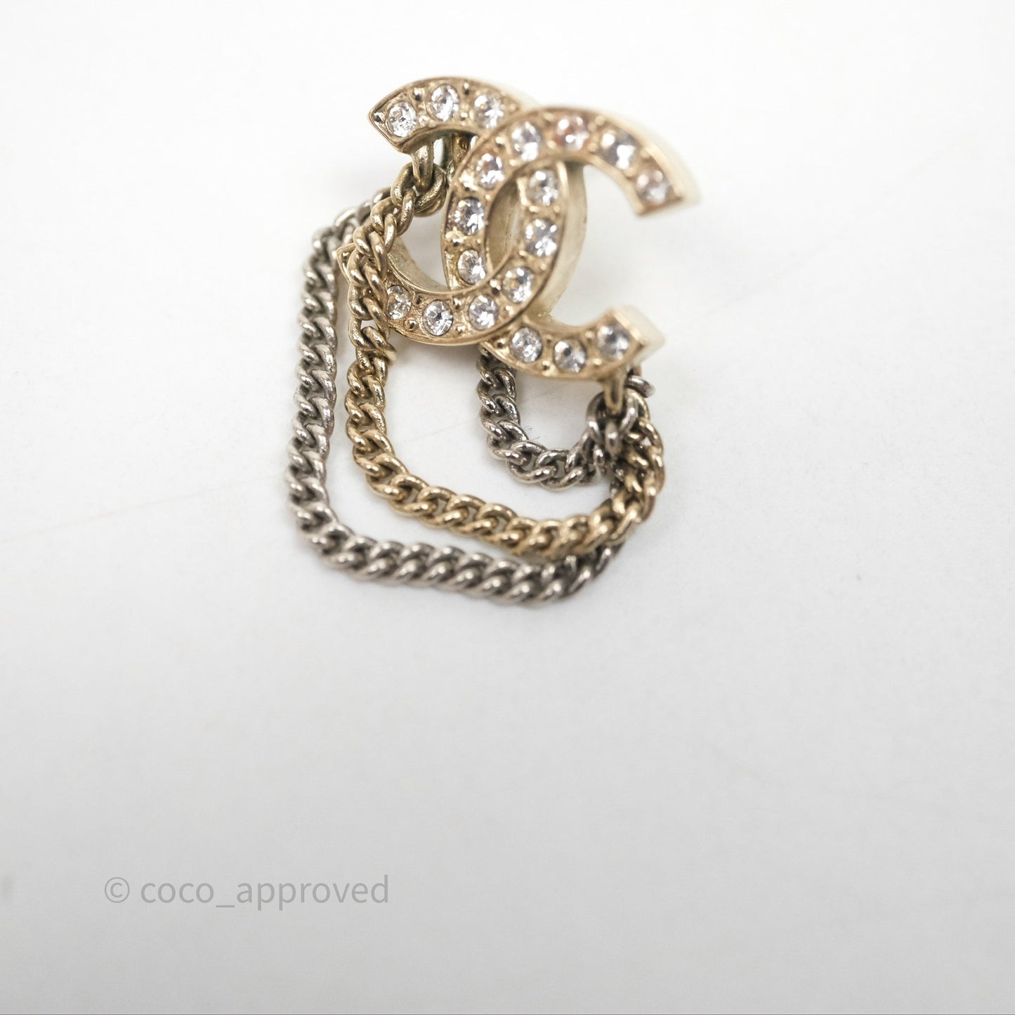 Chanel Crystal CC Chain Pendant Earrings 21B