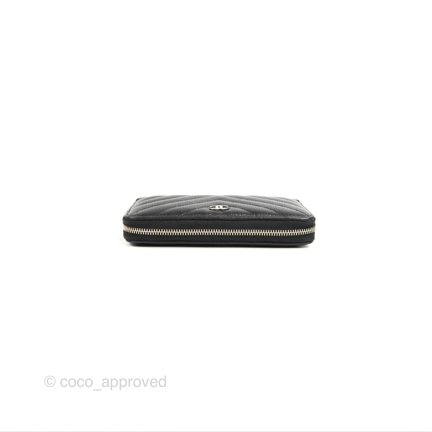 Chanel Medium Wallet Chevron Black Soft Caviar Silver Hardware