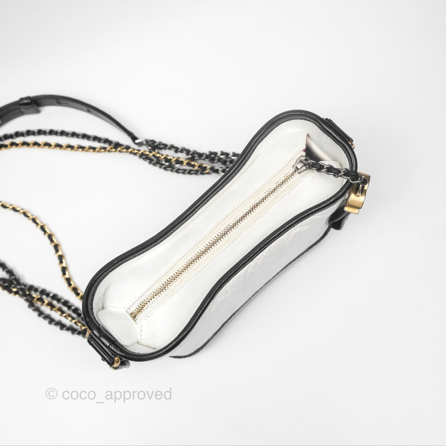 Chanel Small Gabrielle Hobo Quilted Black White Aged Calfskin