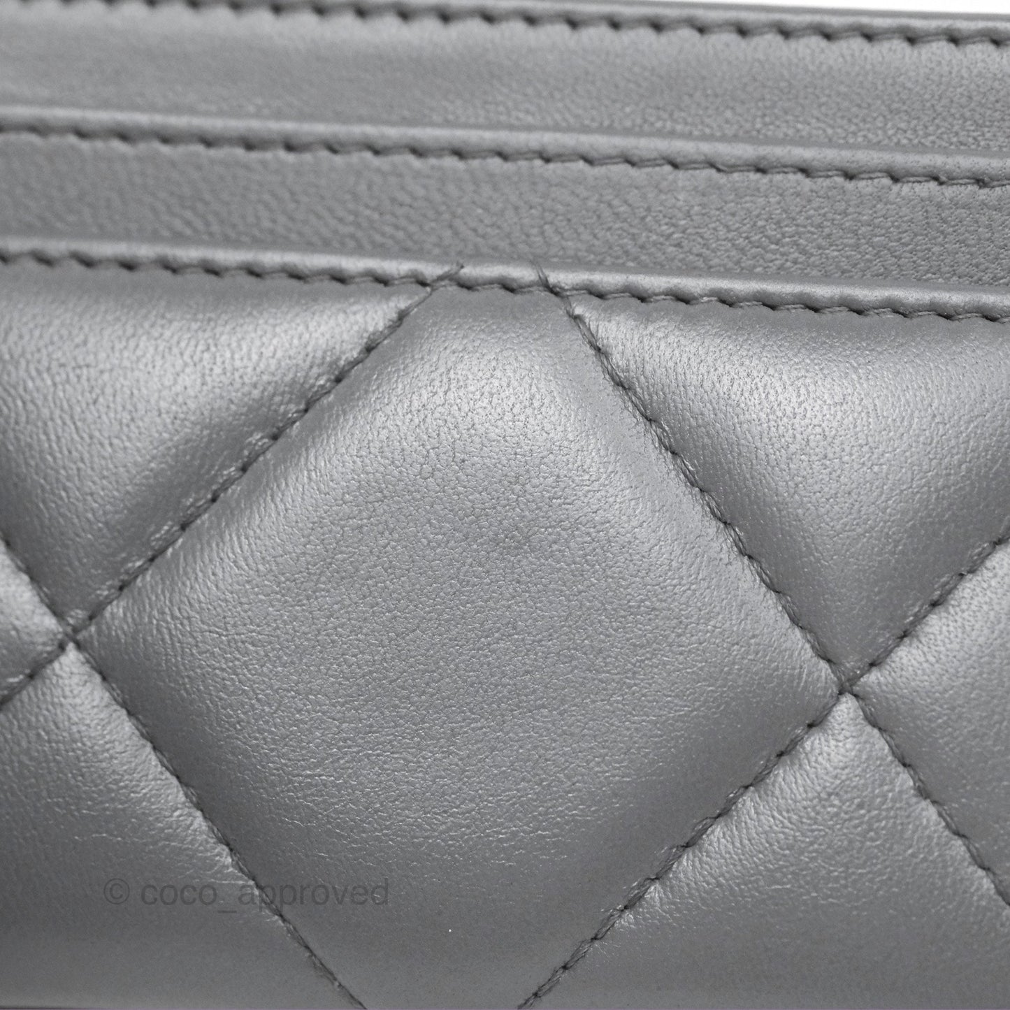 Chanel 19 Quilted Flat Card Holder Dark Grey Lambskin