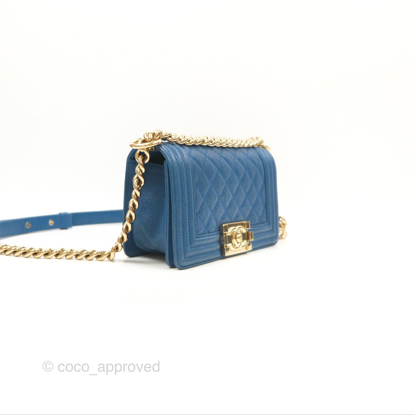 Chanel Small Boy Blue Caviar Gold Hardware