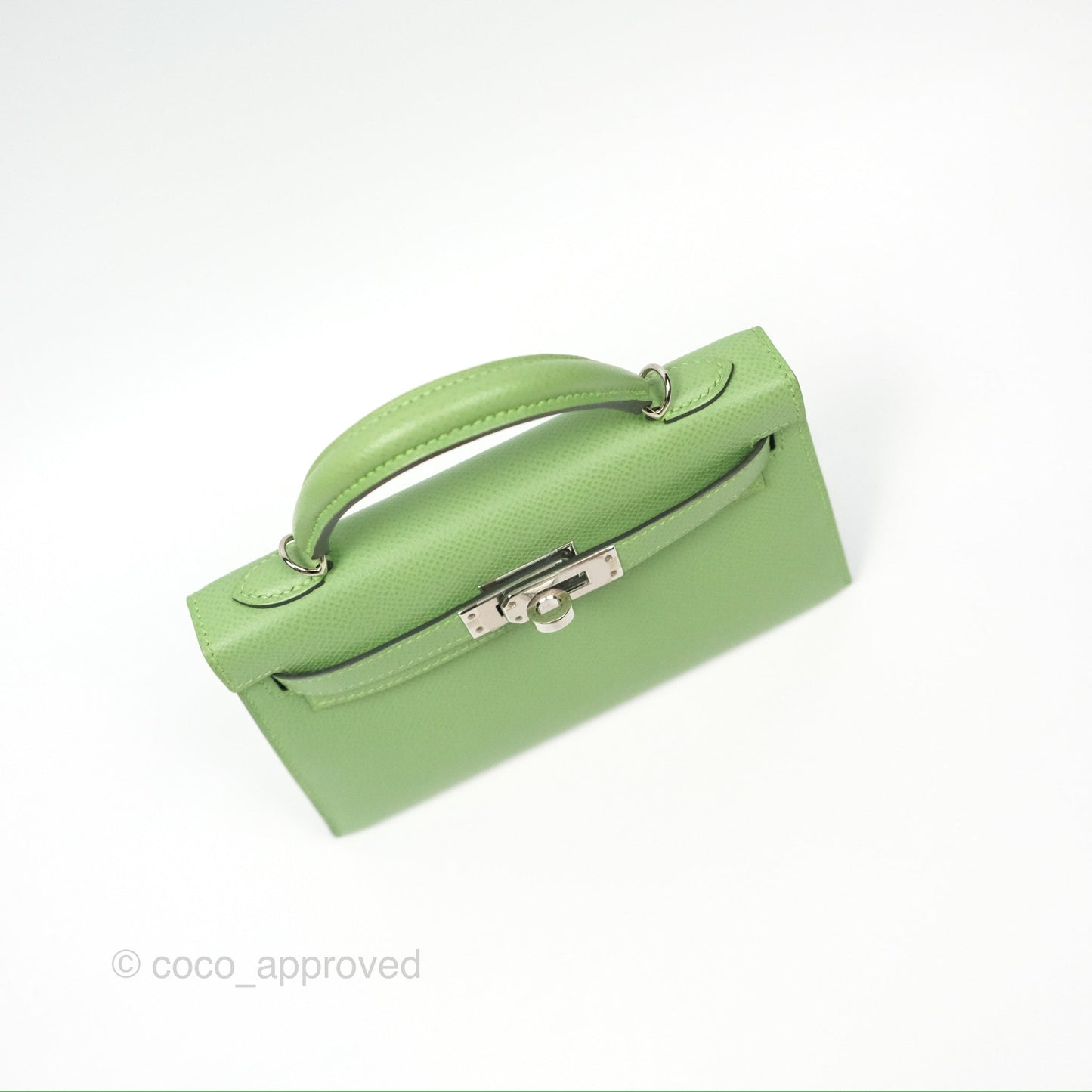 Hermès Mini Kelly II Vert Criquet Epsom Palladium Hardware