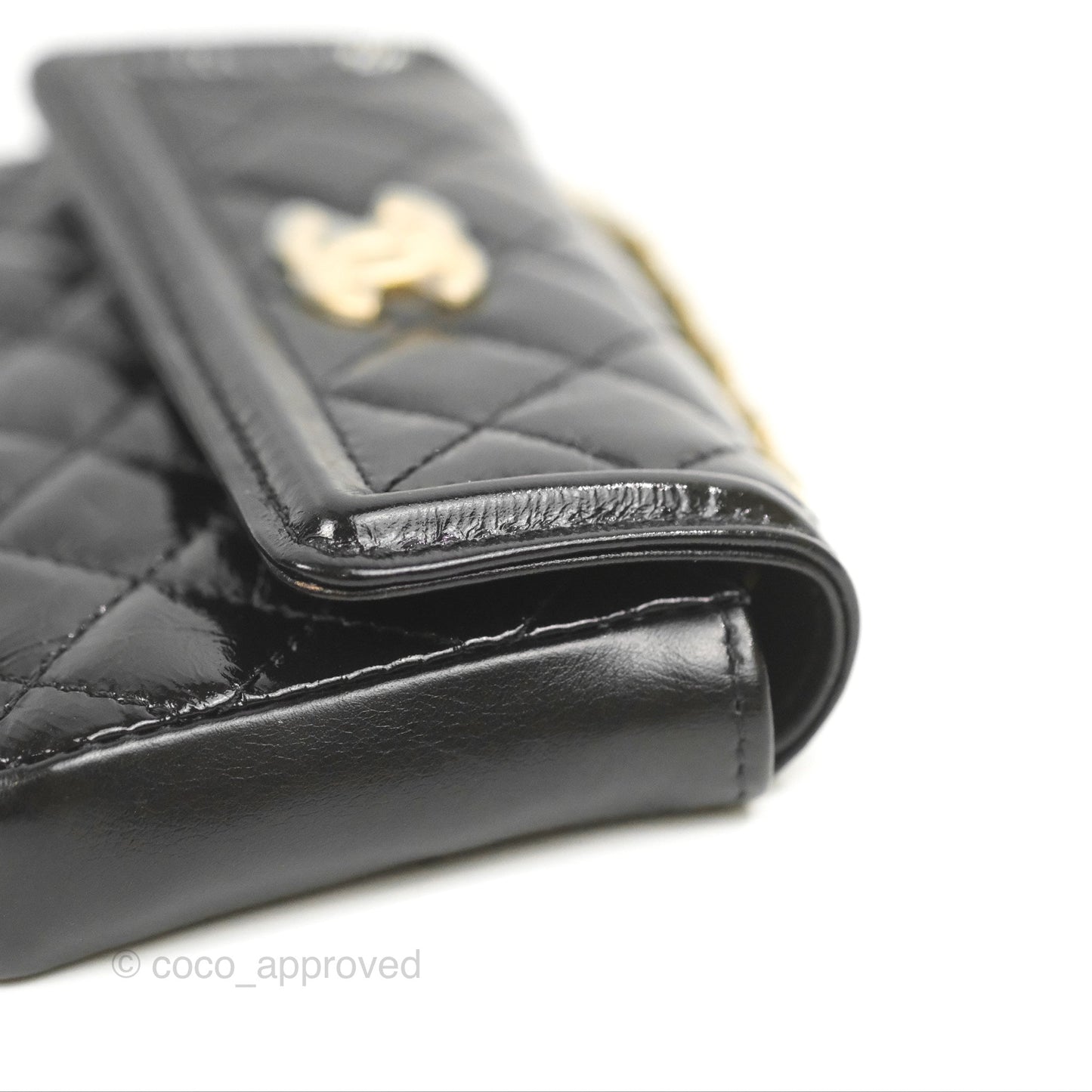 Chanel Waist Belt Bag Black Glazed Aged Calfskin Aged Gold Hardware