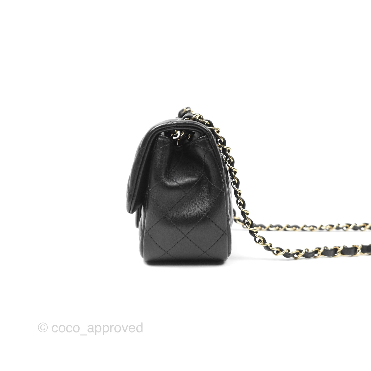 Chanel Mini Square Flap Bag Quilted Black Lambskin Gold Hardware