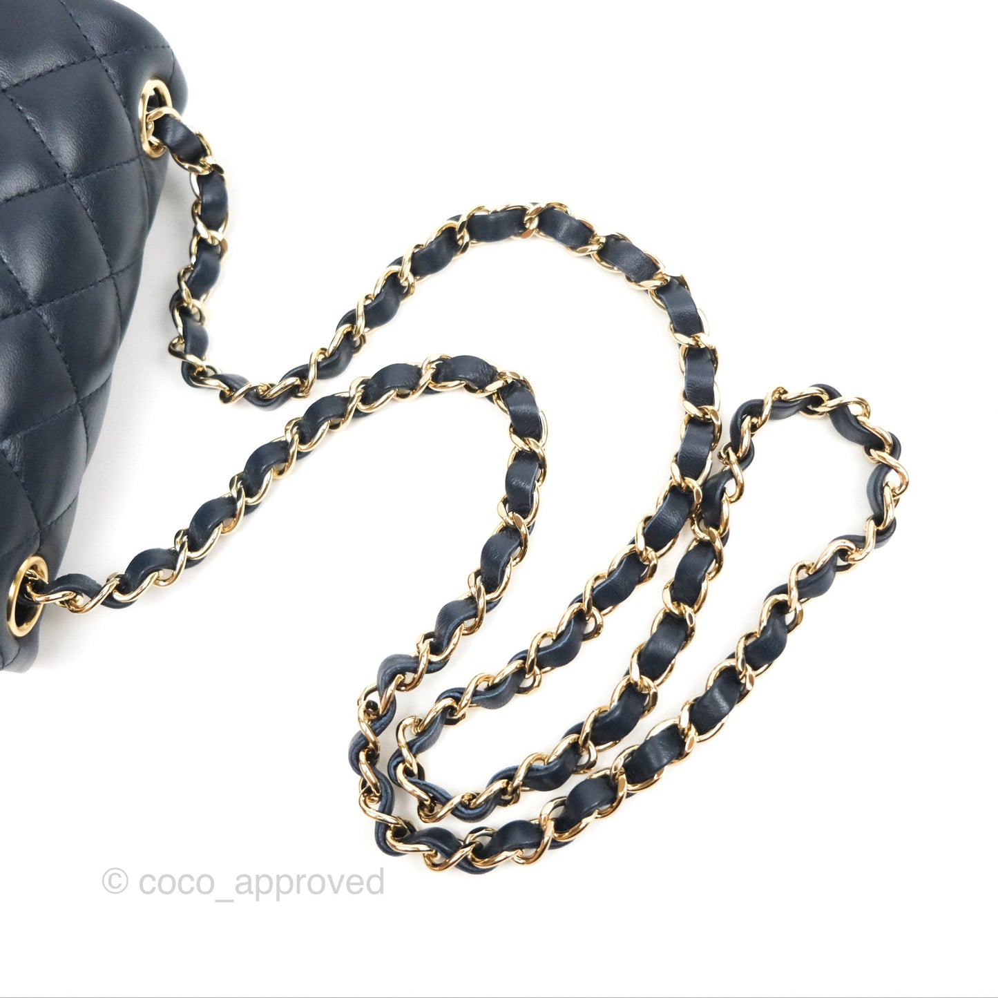 Chanel Mini Square Quilted Navy Lambskin Gold Hardware