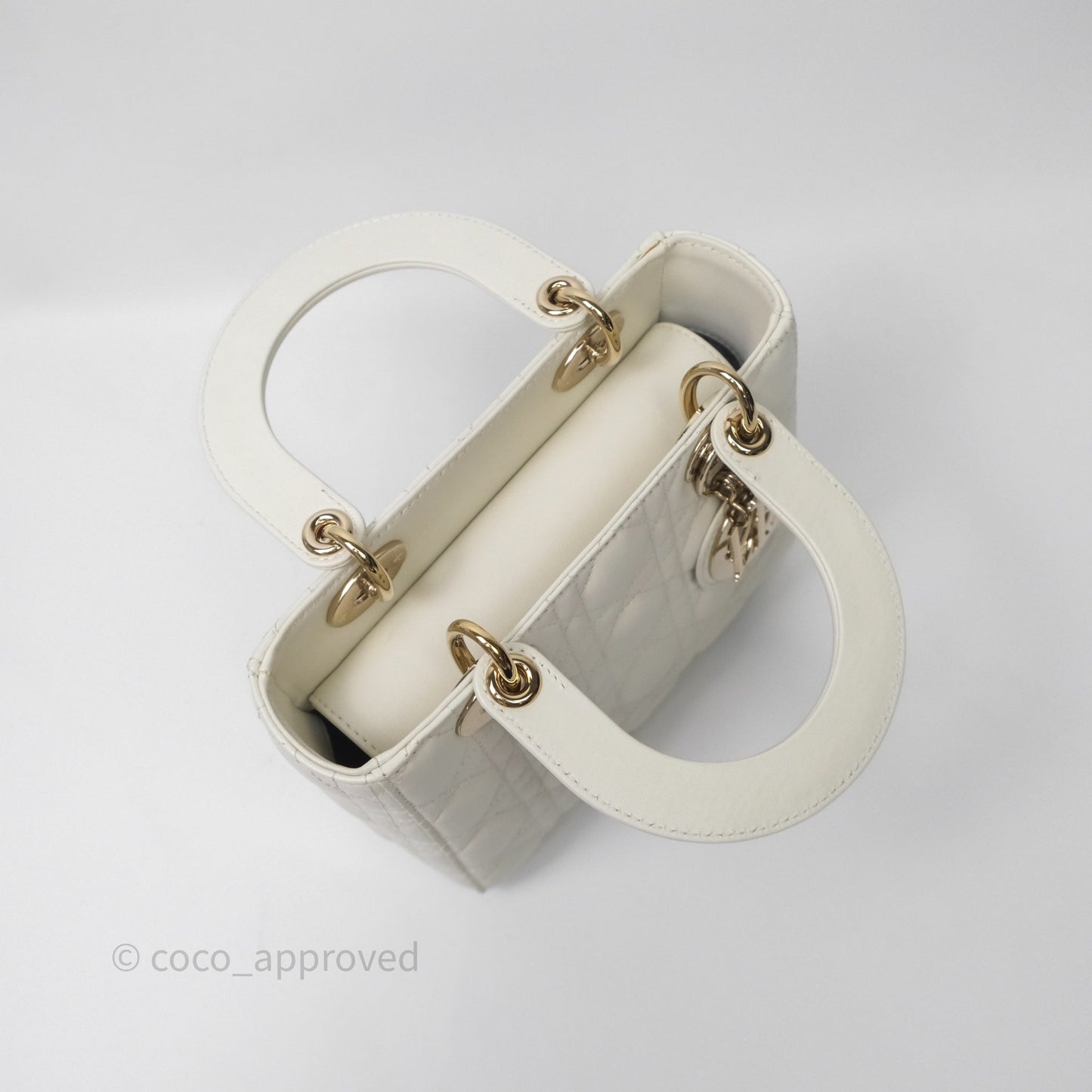 Christian Dior Small My ABCDior Lady Dior Bag White Cannage Lambskin Gold Hardware