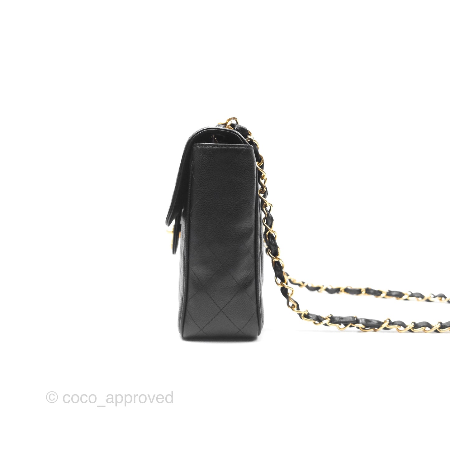 Chanel Vintage Jumbo Single Flap Black Caviar 24K Gold Hardware
