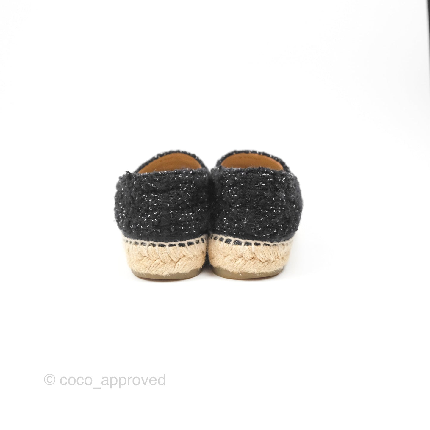 Chanel Espadrille Black Silver Tweed Size 37