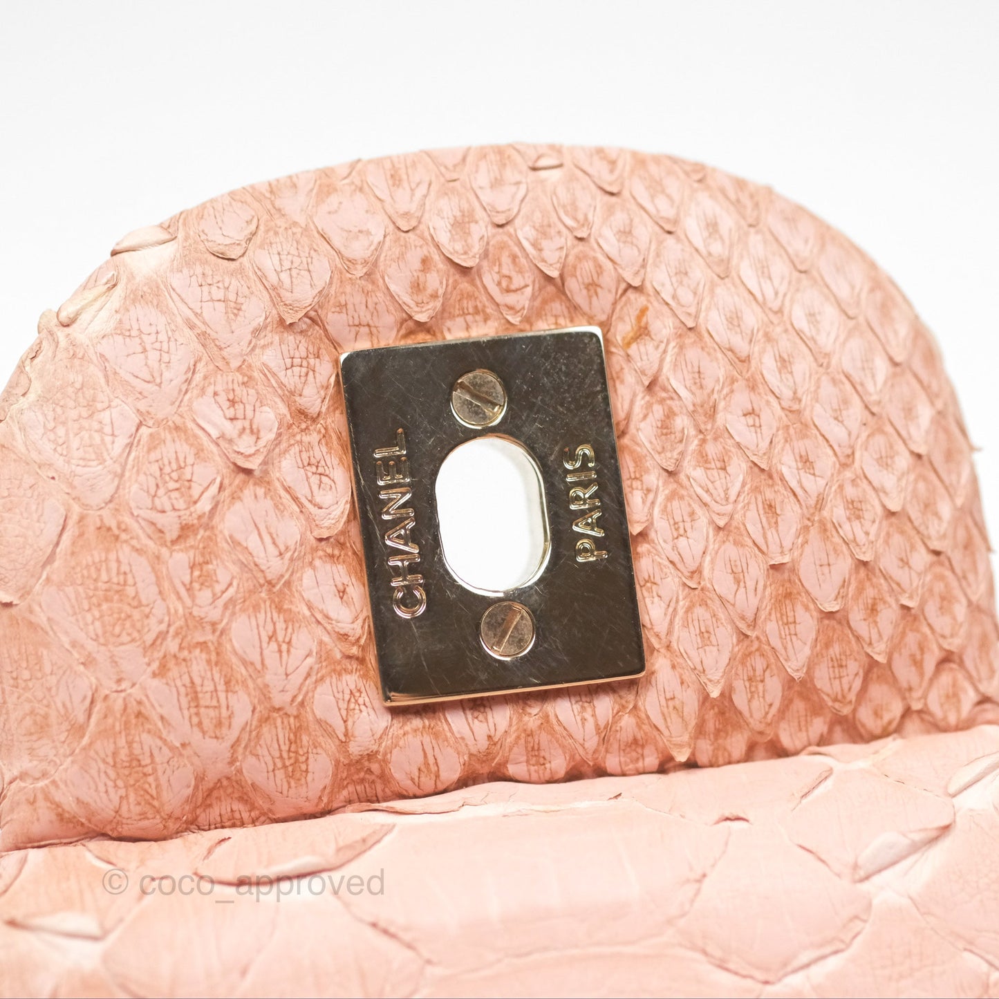 Chanel Jumbo Double Flap Python Pink Gold Hardware