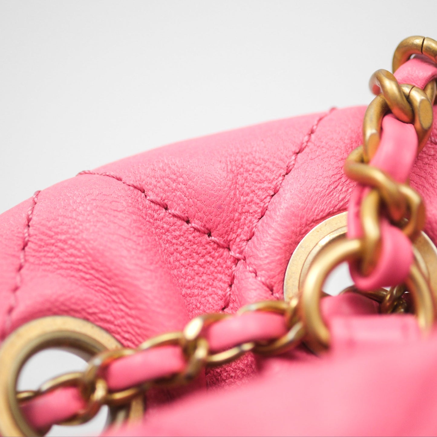 Chanel Pearl Crush Drawstring Bucket Bag Pink Lambskin Aged Gold Hardware
