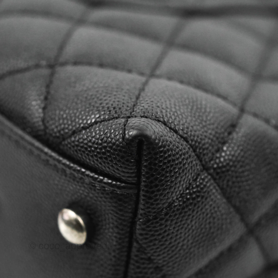 Chanel Medium Coco Handle Quilted Black Caviar Lizard Handle Ruthenium Hardware