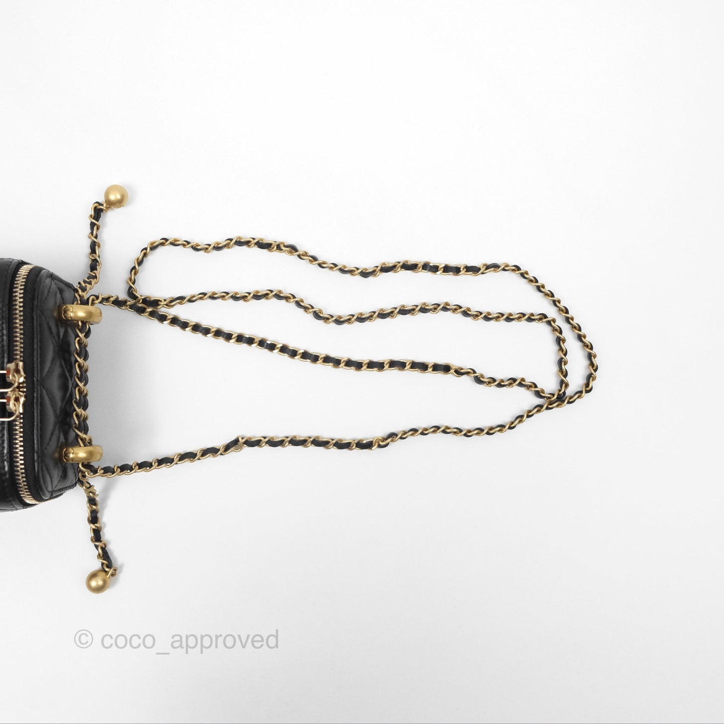 Chanel Quilted Mini Perfect Fit Vanity With Chain Black Calfskin Aged Gold Hardware 21A