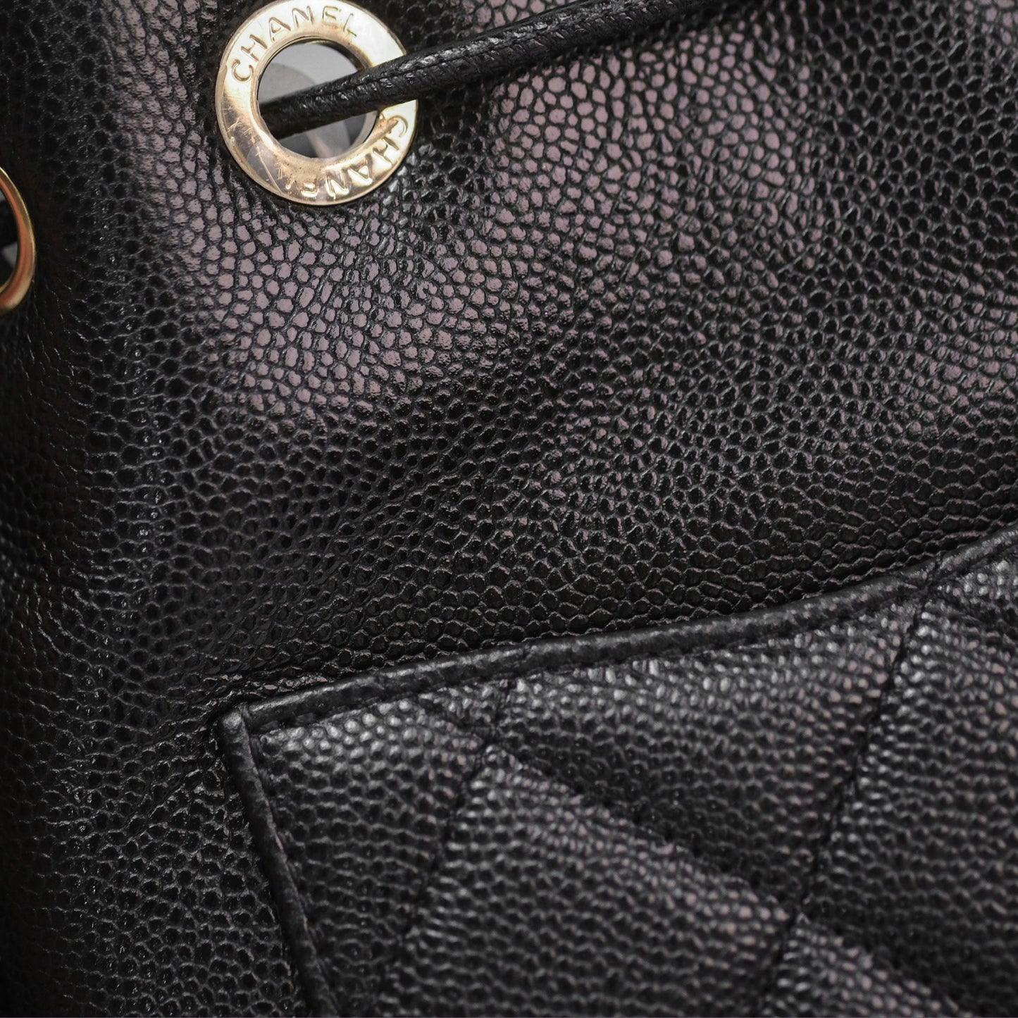 Chanel Business Affinity Drawstring Bucket Bag Black Caviar Gold Hardware