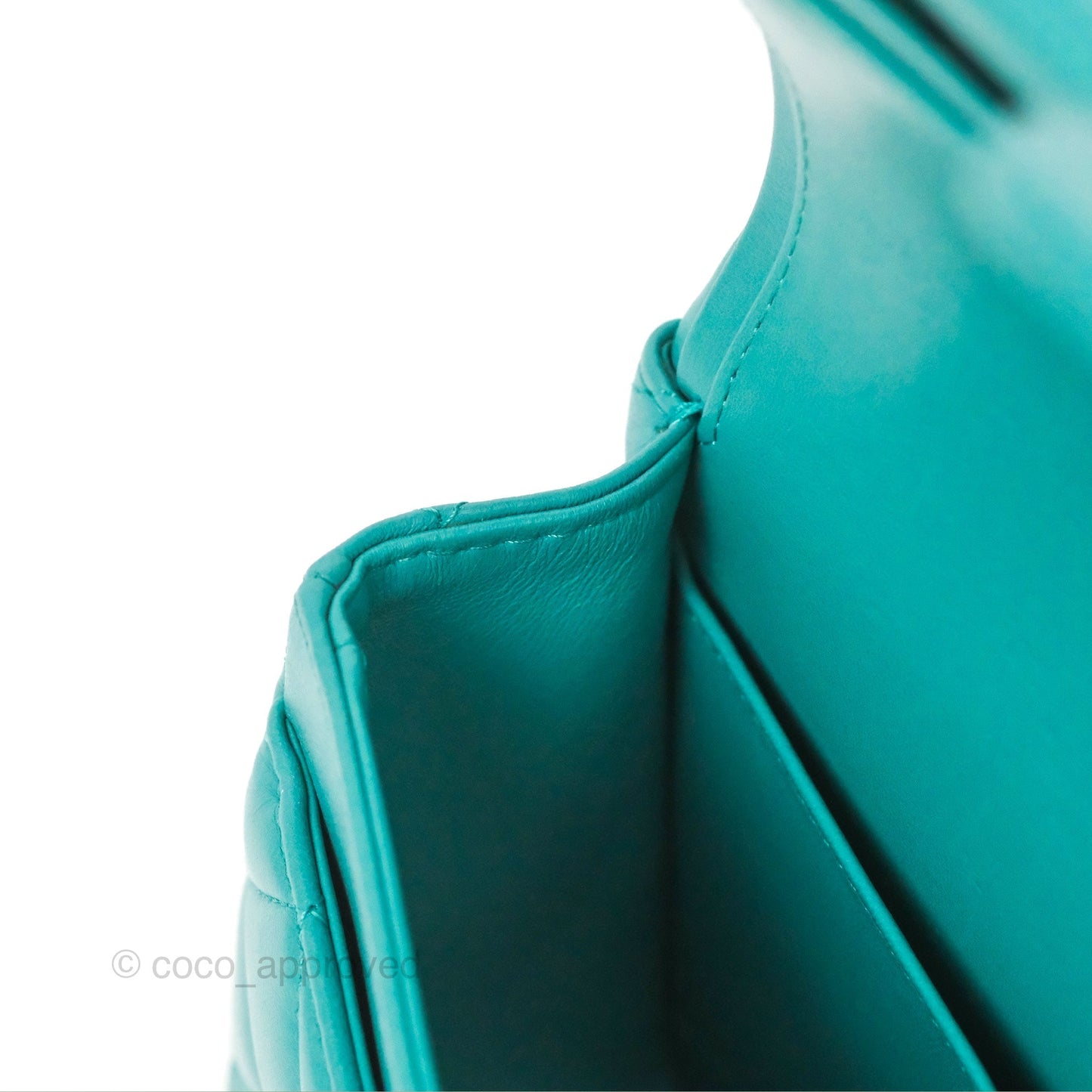 Chanel Small Classic Quilted Flap Turquoise Lambskin Gold Hardware