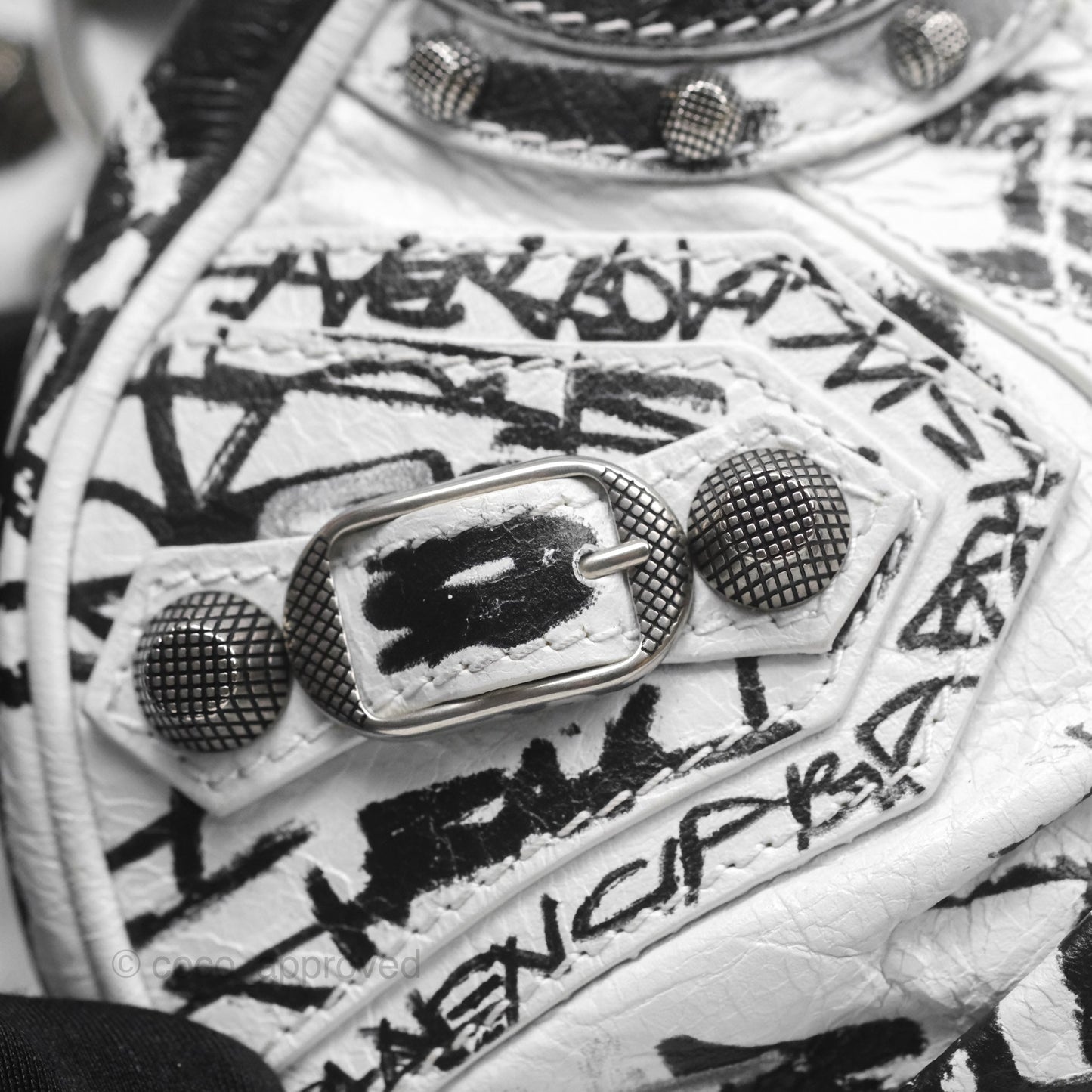 Balenciaga XS Graffiti Le Cagole Shoulder Bag White Black