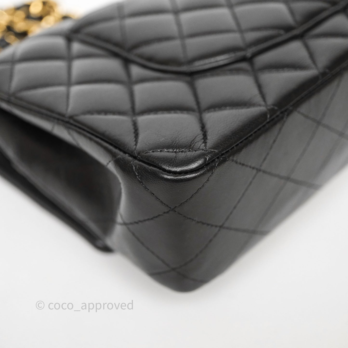 Chanel Classic M/L Medium Flap Quilted Black Lambskin Gold Hardware