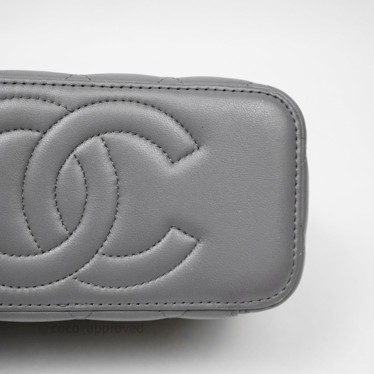 Chanel Vanity Rectangular Top Handle Grey Lambskin Gold Hardware