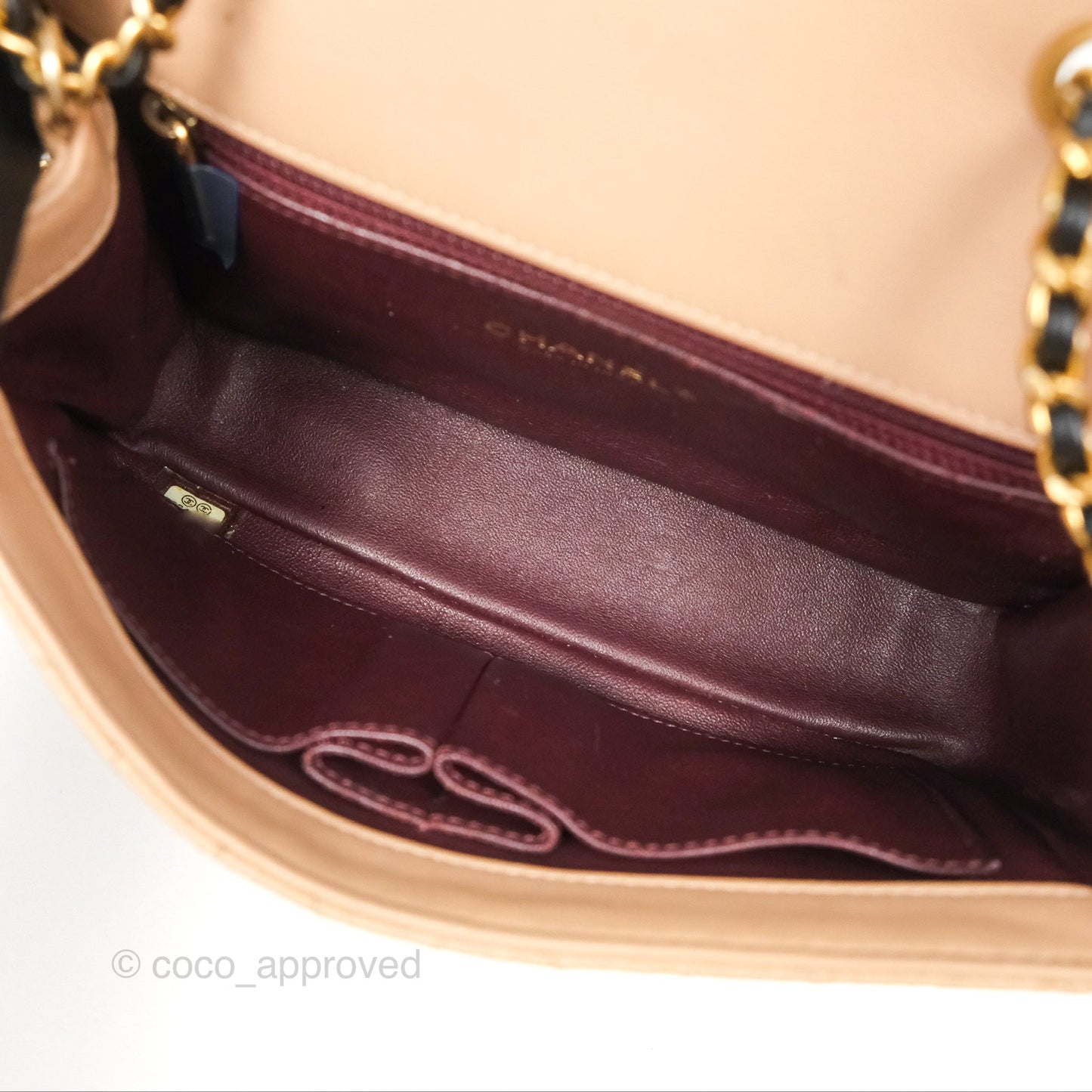 Chanel Small CC Filigree Flap Quilted Beige Black Caviar