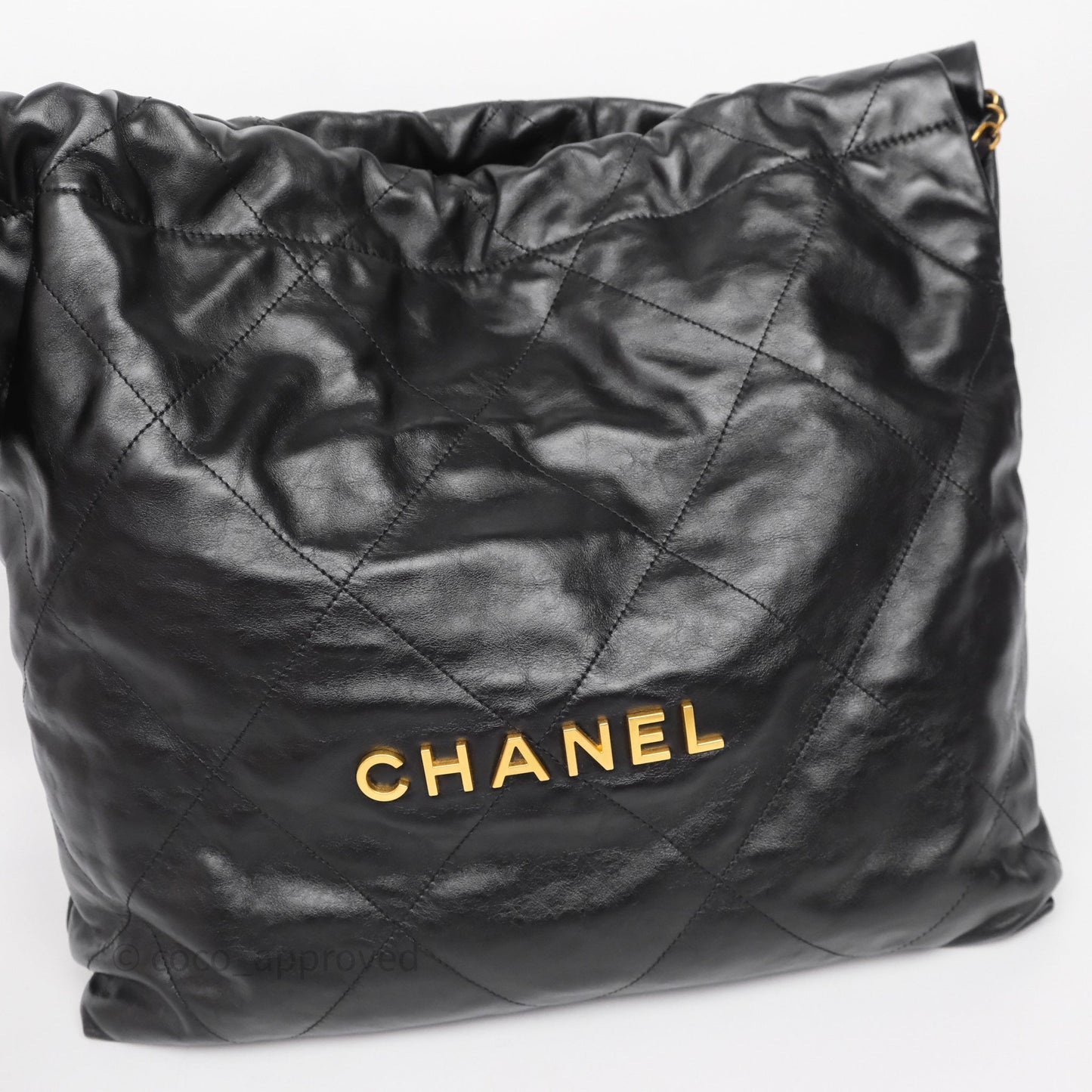 Chanel 22 Bag Medium Black Calfskin Aged Gold Hardware