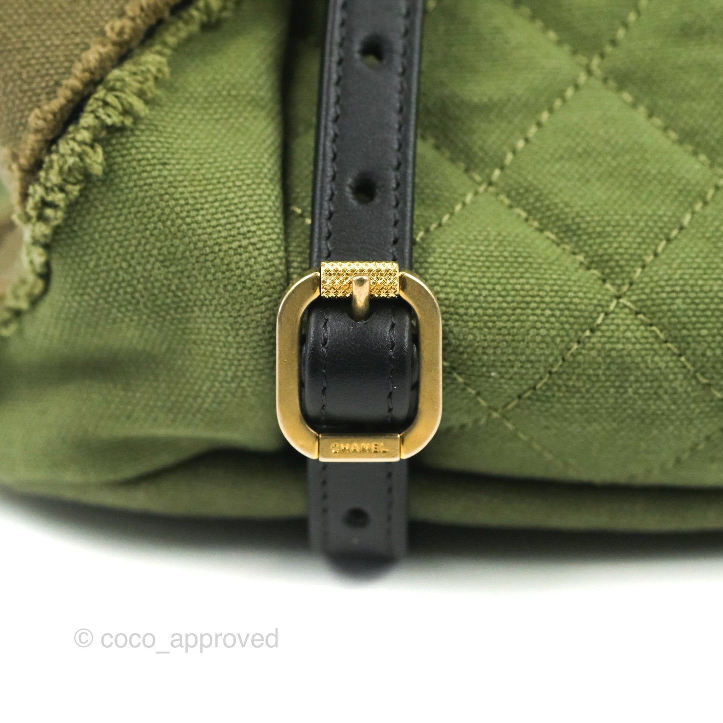 Chanel Coco Cuba Patchwork Chevron Backpack Green Canvas 2017 Cruise