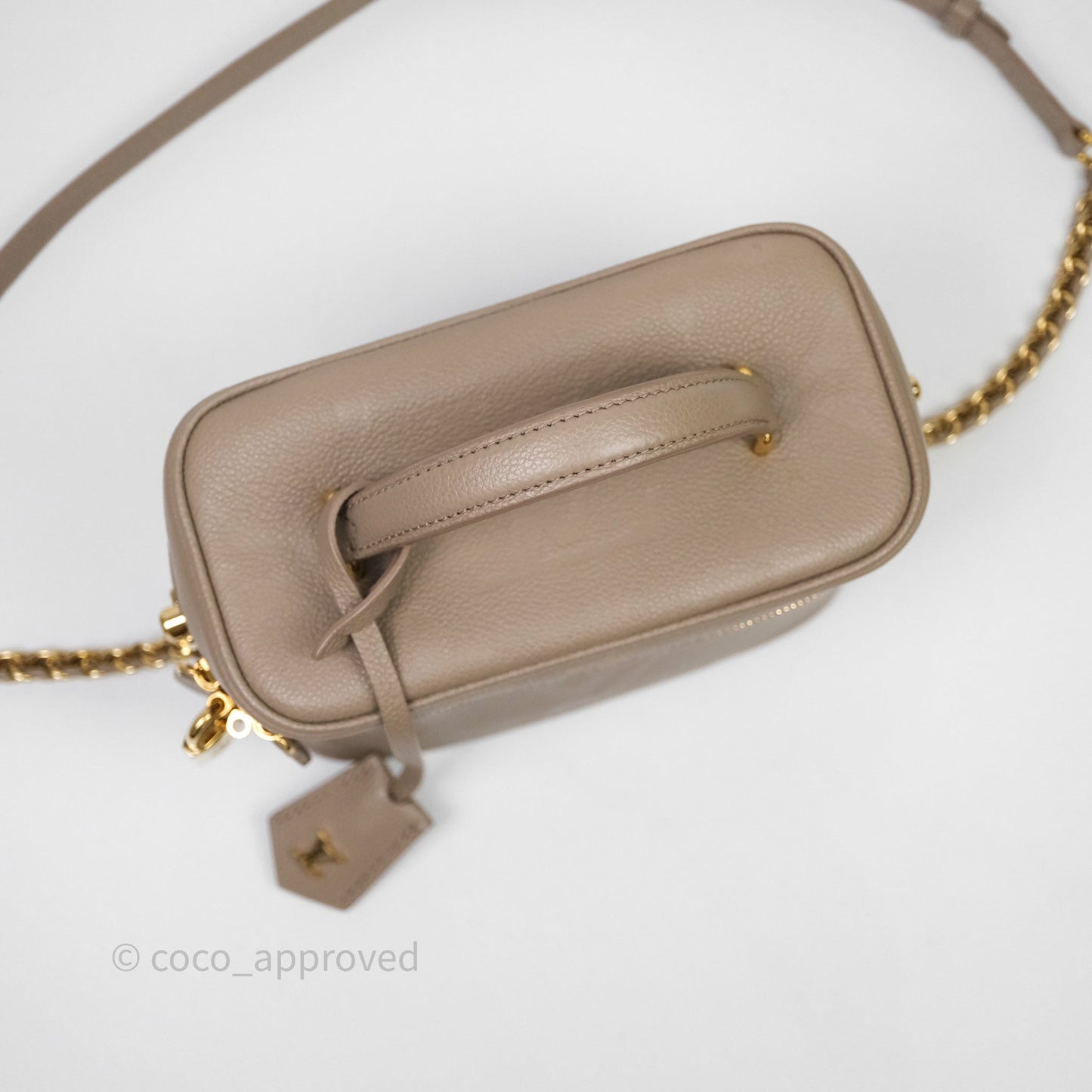 Louis Vuitton Monogram Empreinte Tourterelle Vanity PM Beige Gold Hardware