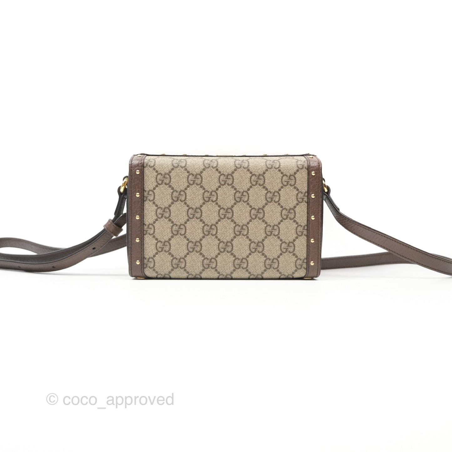 Gucci Gucci Brown/Beige GG Supreme Canvas and Leather Mini Trunk Bag