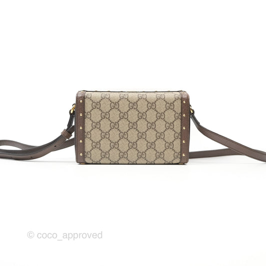 Gucci Gucci Brown/Beige GG Supreme Canvas and Leather Mini Trunk Bag