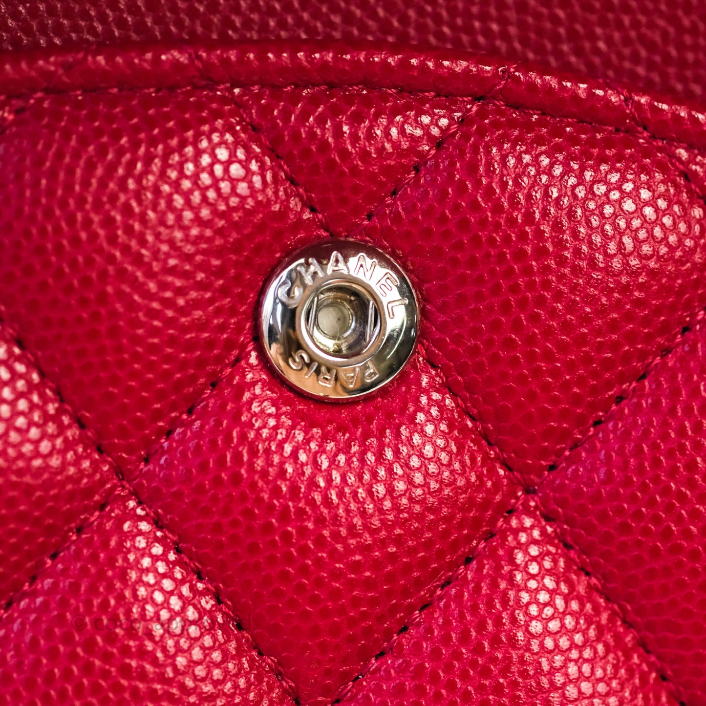 Chanel Classic M/L Medium Double Flap Red Caviar Silver Hardware 18B