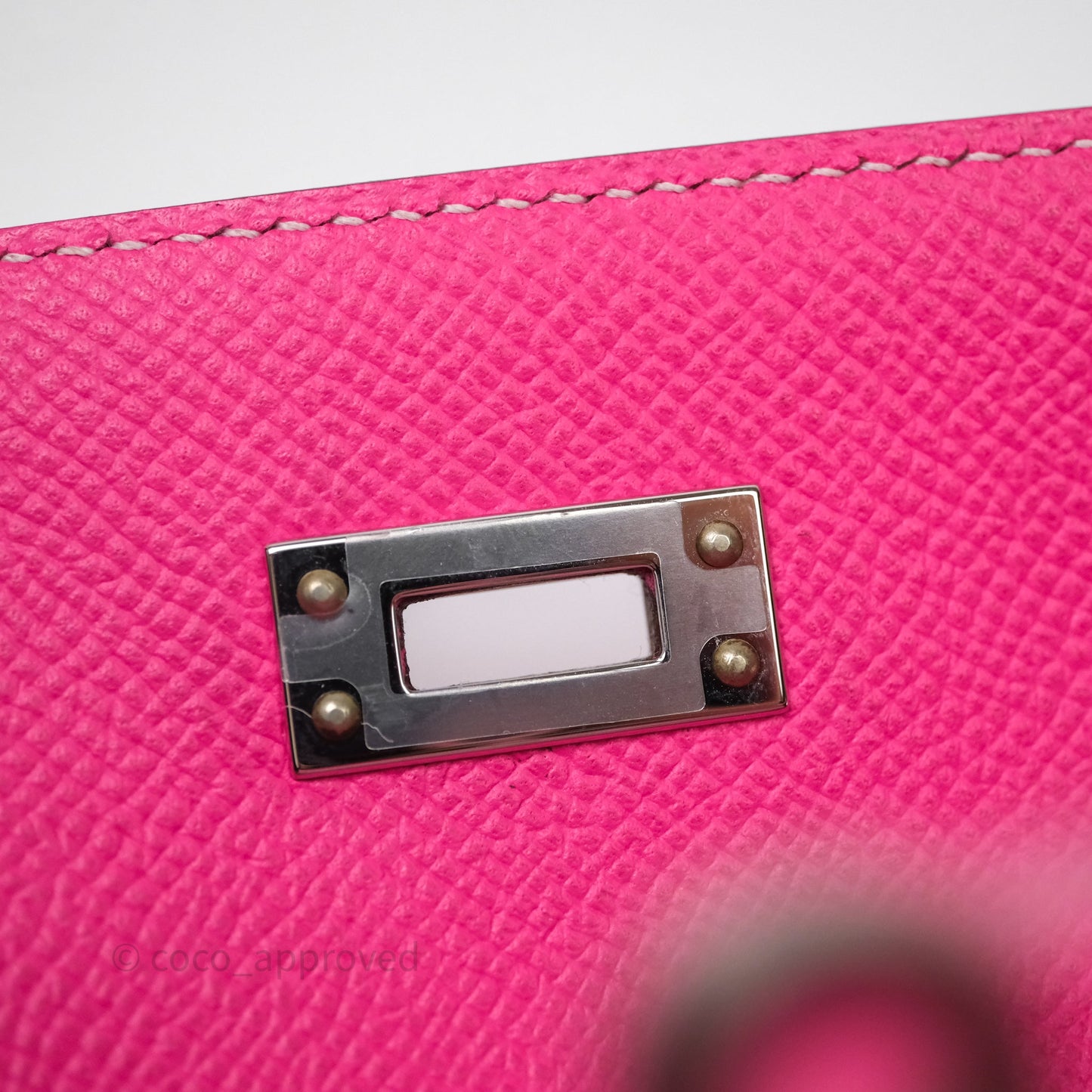 Hermès Kelly Pochette Clutch Rose Tyrien Epsom Palladium Hardware