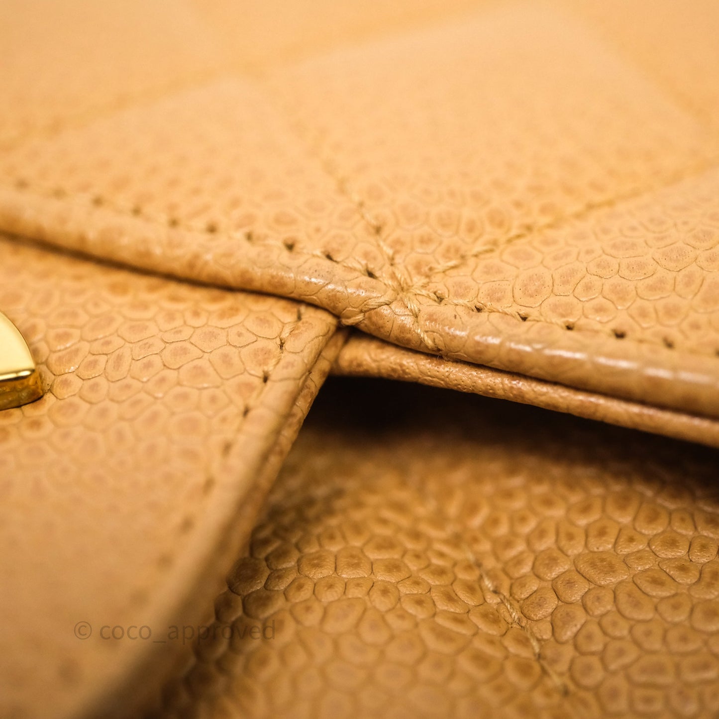 Chanel Vintage Medium Classic Flap Beige Caviar 24K Gold Hardware