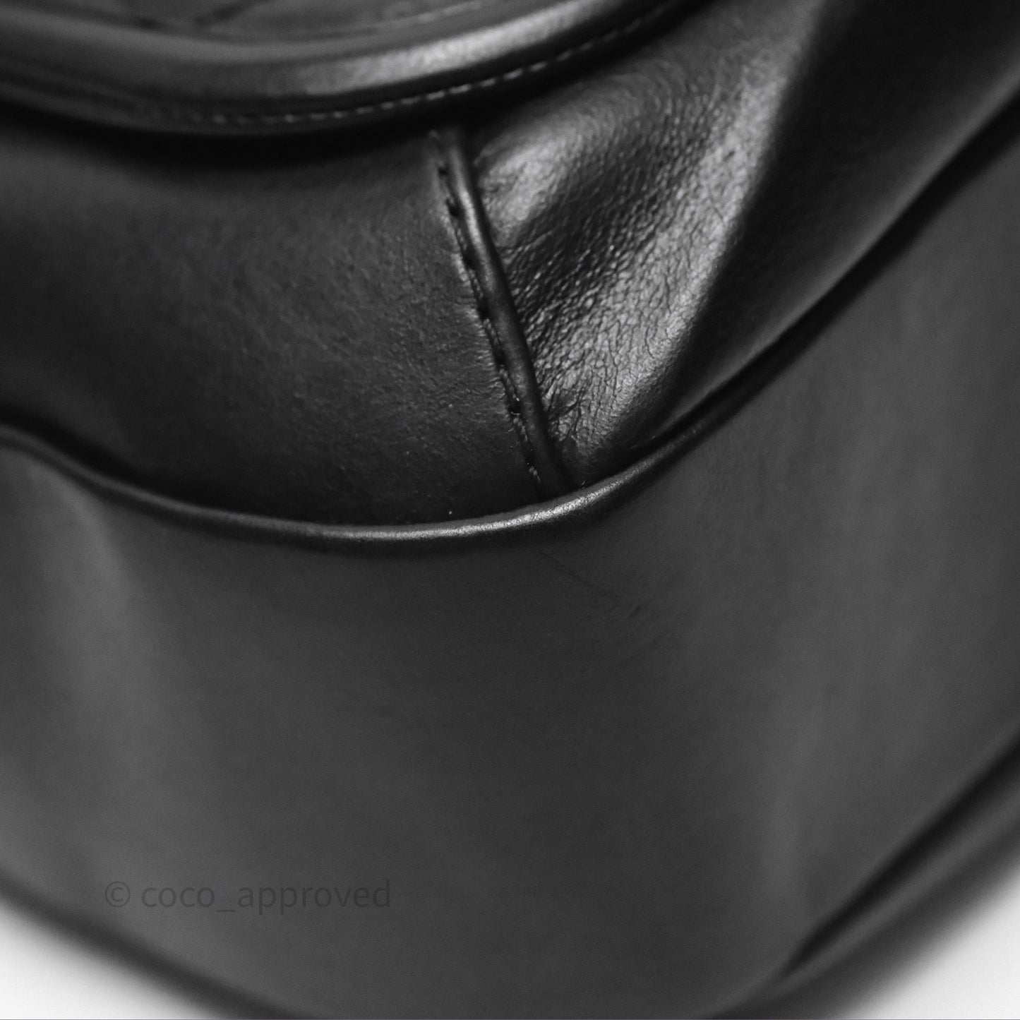 Chanel Quilted Large Prestige Top Handle Flap Calfskin Black Ruthenium Hardware