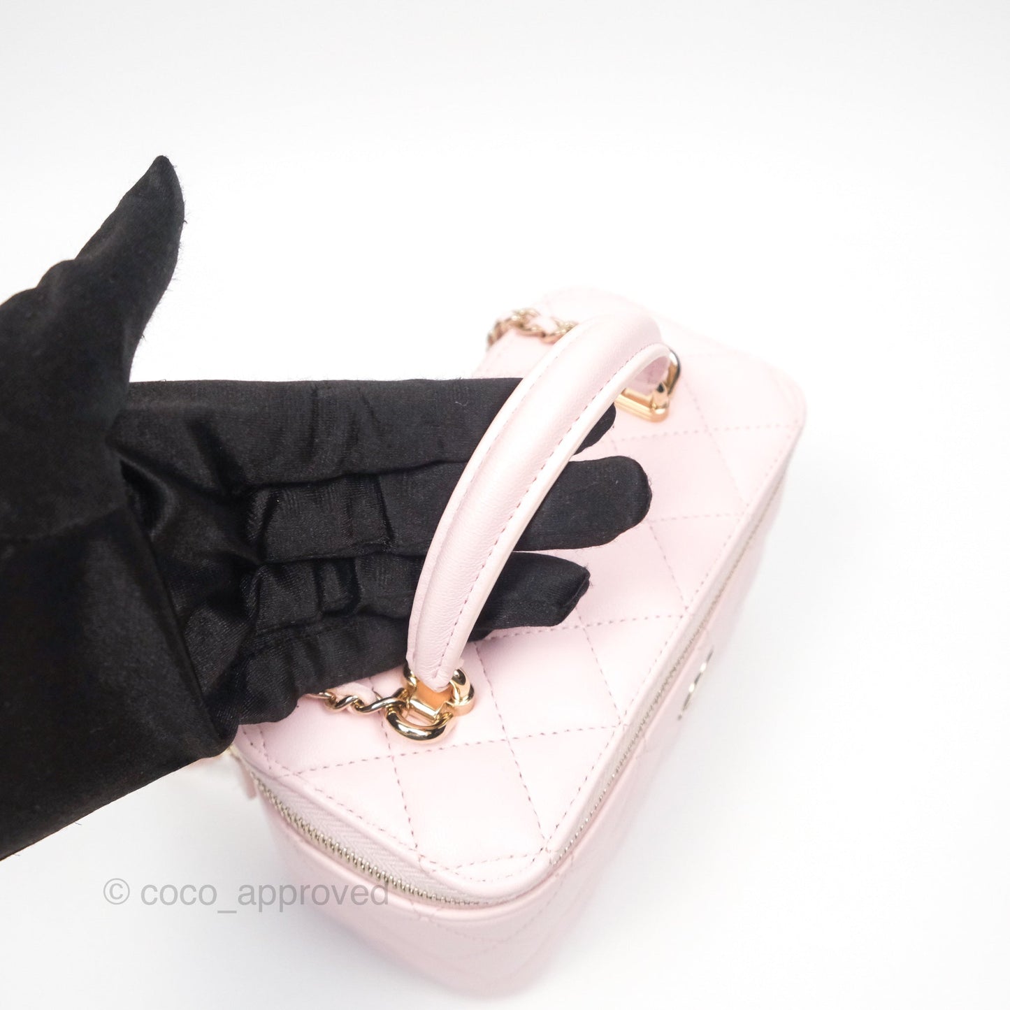 Chanel Vanity Rectangular Top Handle Light Pink Lambskin Gold Hardware