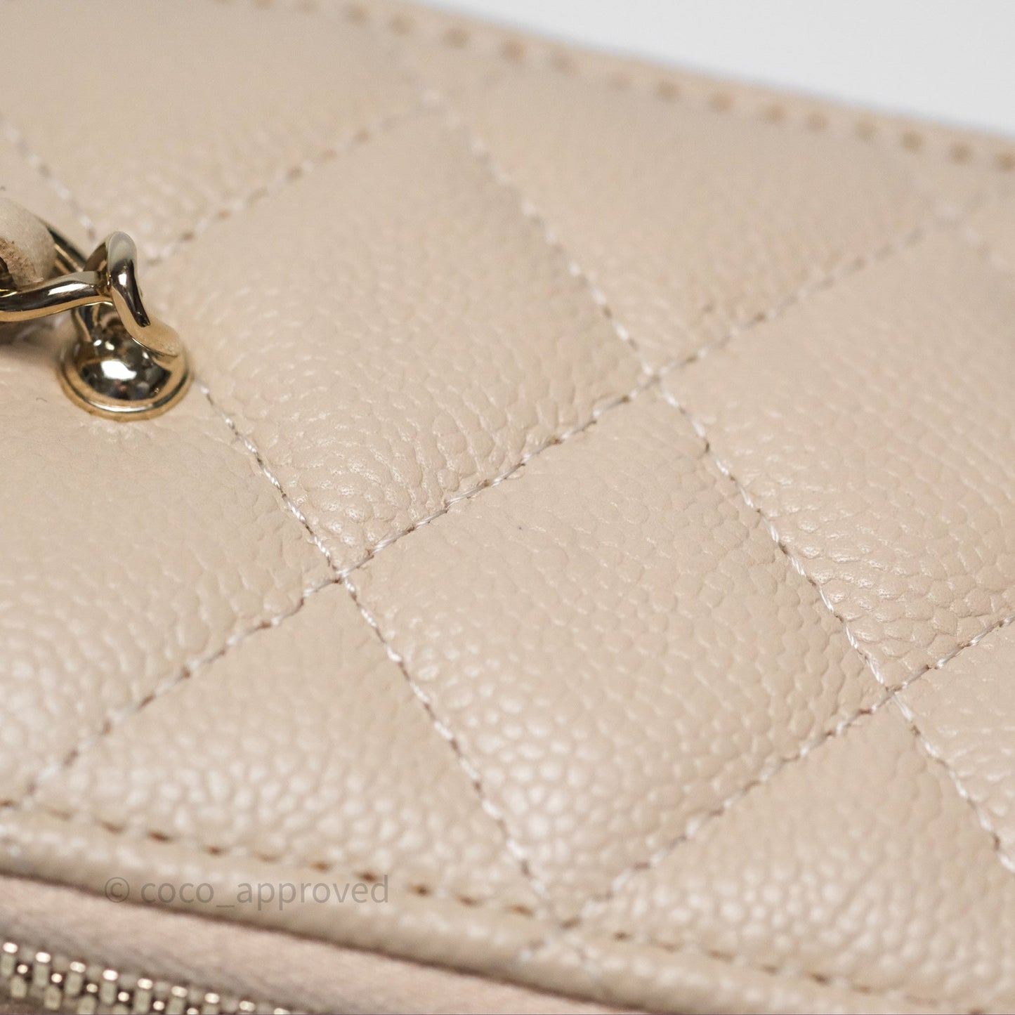 Chanel Mini Vanity With CC Chain Beige Caviar Gold Hardware