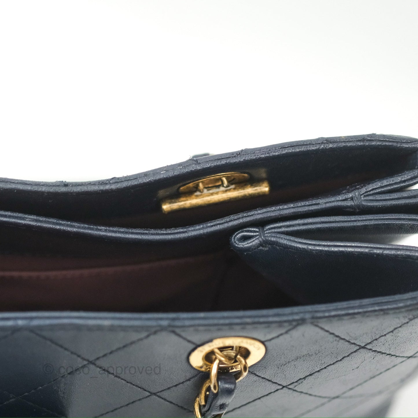 Chanel Medium Around The Corner Shopping Tote Navy Lambskin